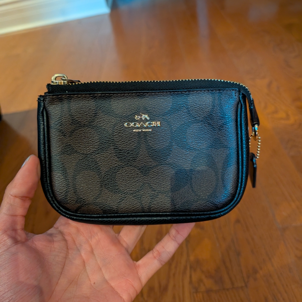 Coach Brown Leather Pouch with Gold Accents